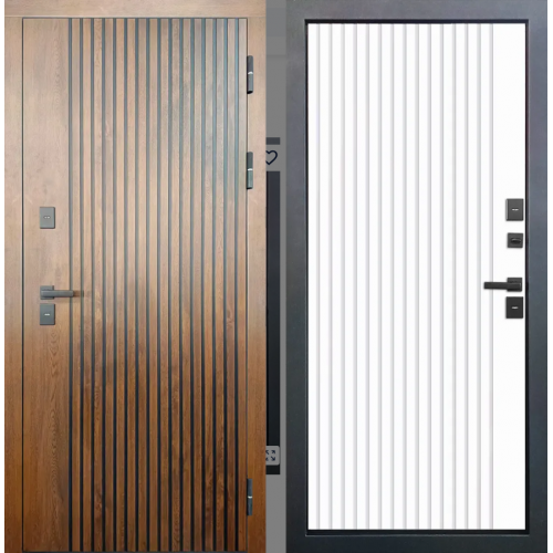 Металлическая входная дверь Гарда ИЗОТЕРМА МДФ/МДФ грецкий орех - белый Металлическая входная дверь Гарда ИЗОТЕРМА МДФ/МДФ грецкий орех - белый